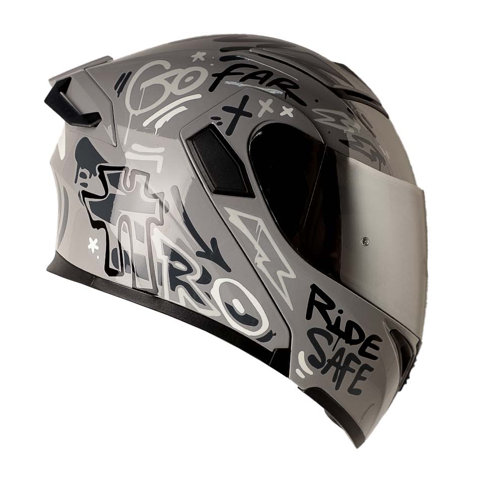 Casco Moto Hro 3400dv destroy gris Abatible Sun Visor Certificación Dot4