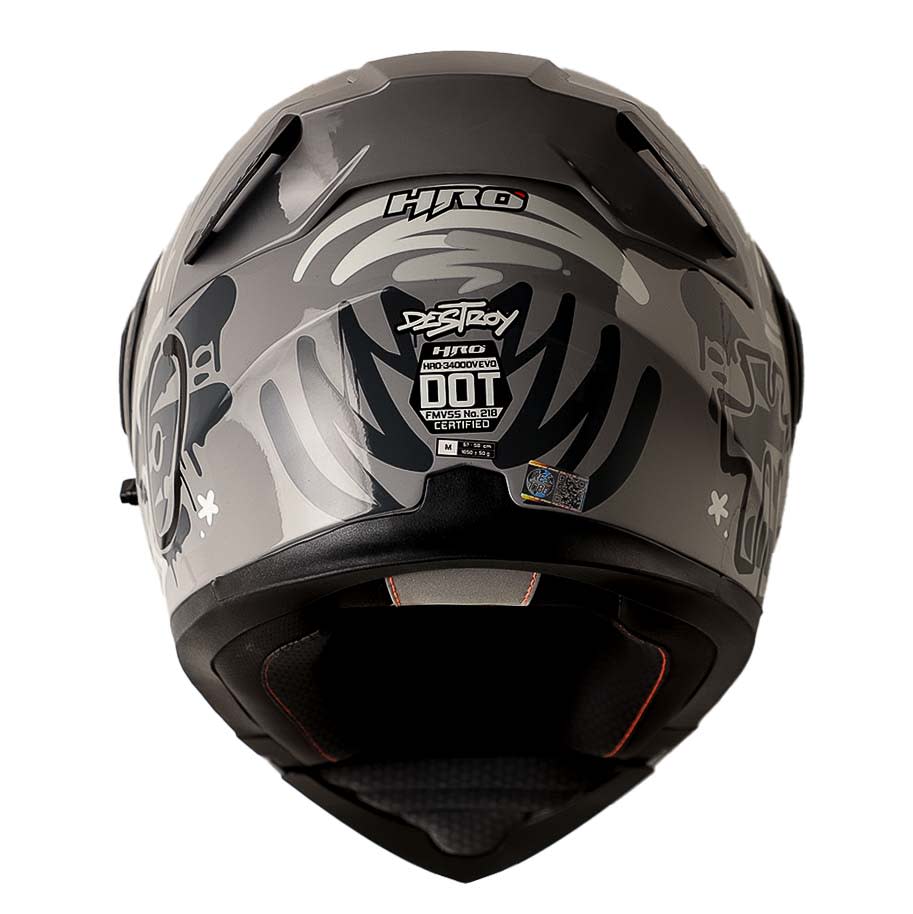 Casco Moto Hro 3400dv destroy gris Abatible Sun Visor Certificación Dot5