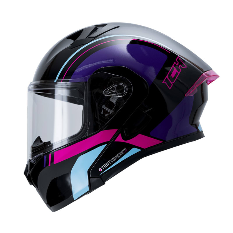 Casco moto ich 3120 clear fc abatible con sun visor certificación dot 3cv1