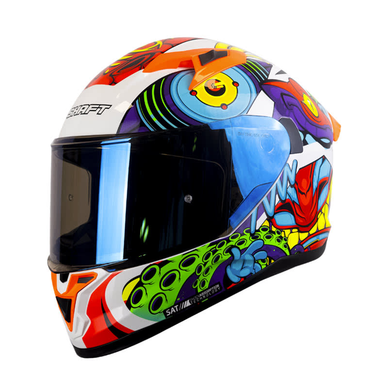 Casco moto shaft 522 sp comic monster bl brillo nj.n integral2