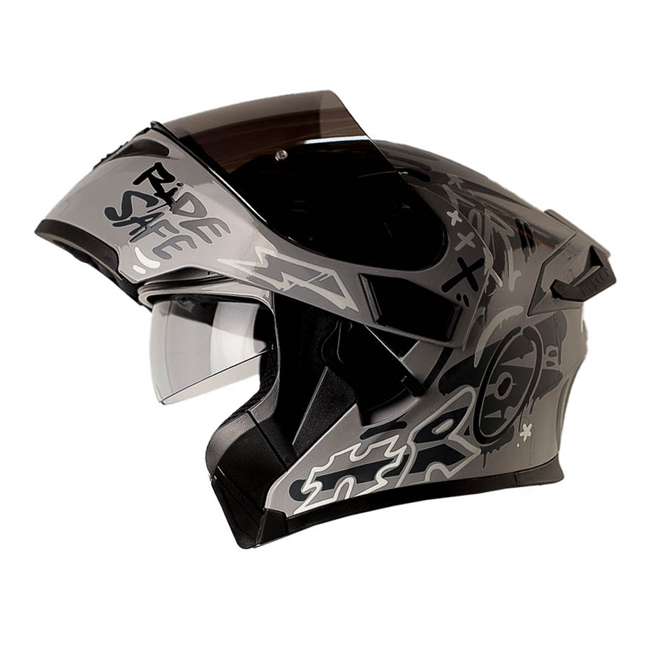 Casco Moto Hro 3400dv destroy gris Abatible Sun Visor Certificación Dot2