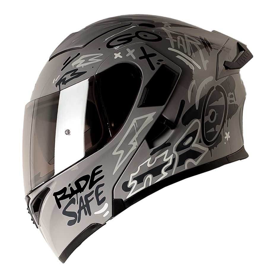 Casco Moto Hro 3400dv destroy gris Abatible Sun Visor Certificación Dot1