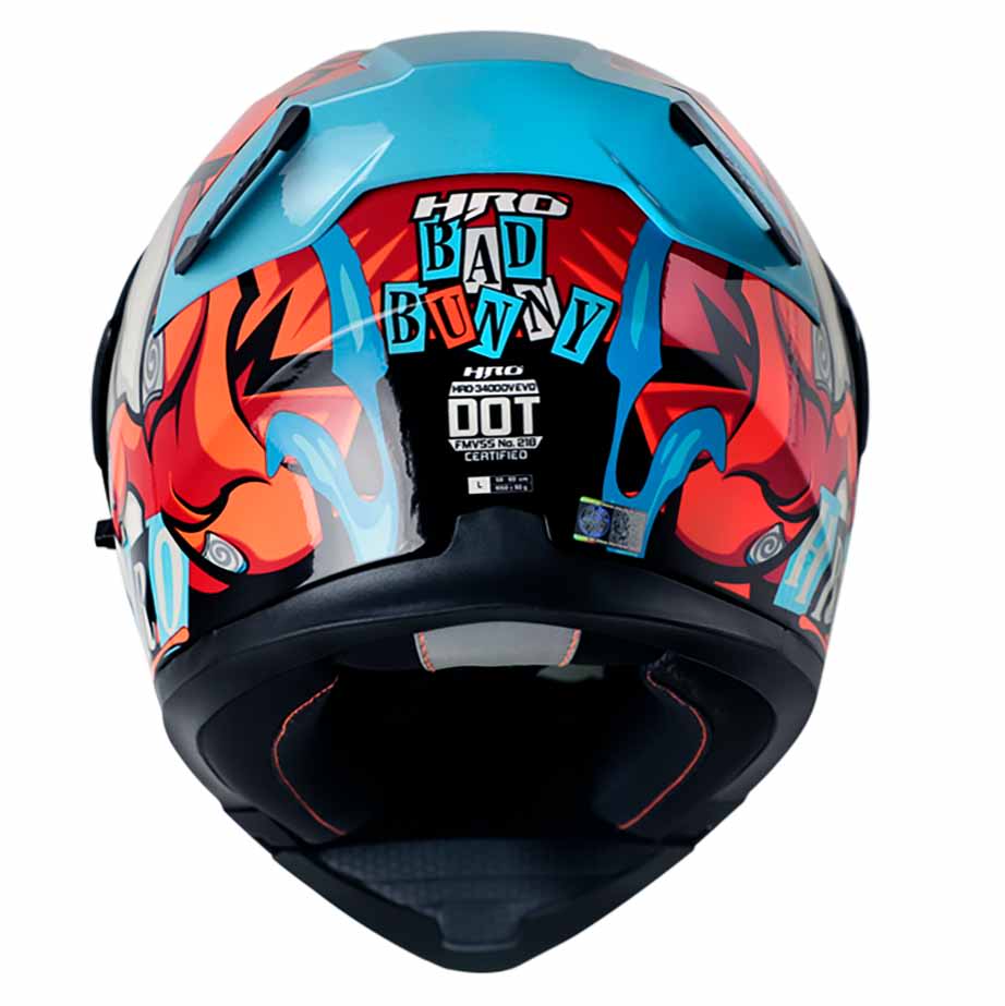 Casco Moto Hro 3400dv bad bunny nj.n brillo az Abatible Sun Visor Certificación Dot4