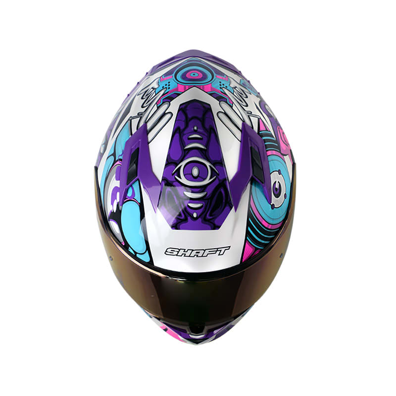 Casco moto shaft 522 sp comic monster bl brillo mr integral3