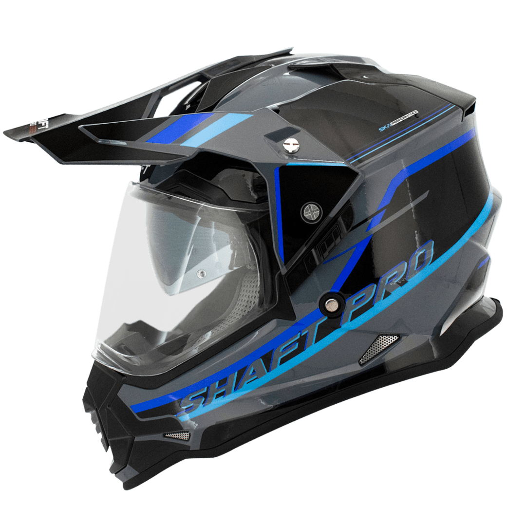 Casco moto shaft pro mx-370dv multipropósito tourismo gr.m az sun visor norma europea ecer-22051