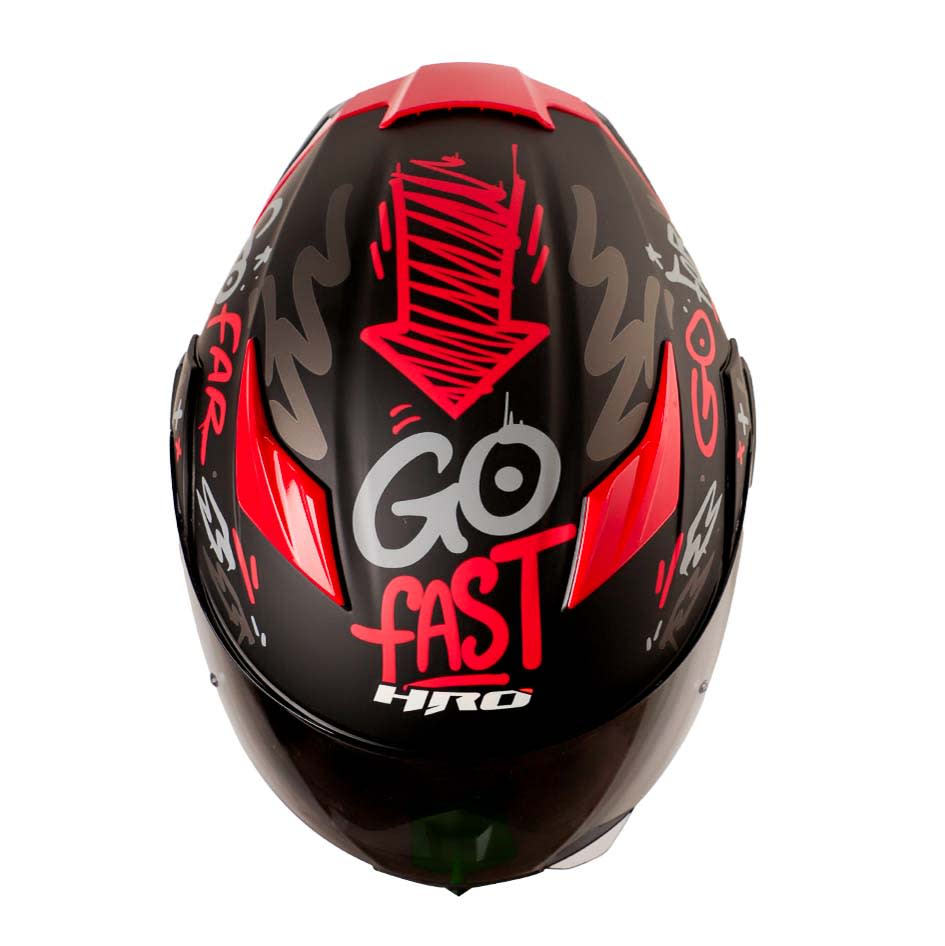 Casco Moto Hro 3400dv destroy ng rojo Abatible Sun Visor Certificación Dot3