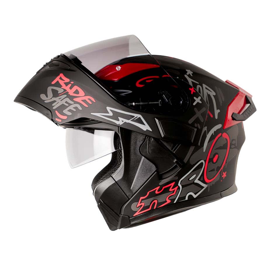 Casco Moto Hro 3400dv destroy ng rojo Abatible Sun Visor Certificación Dot2