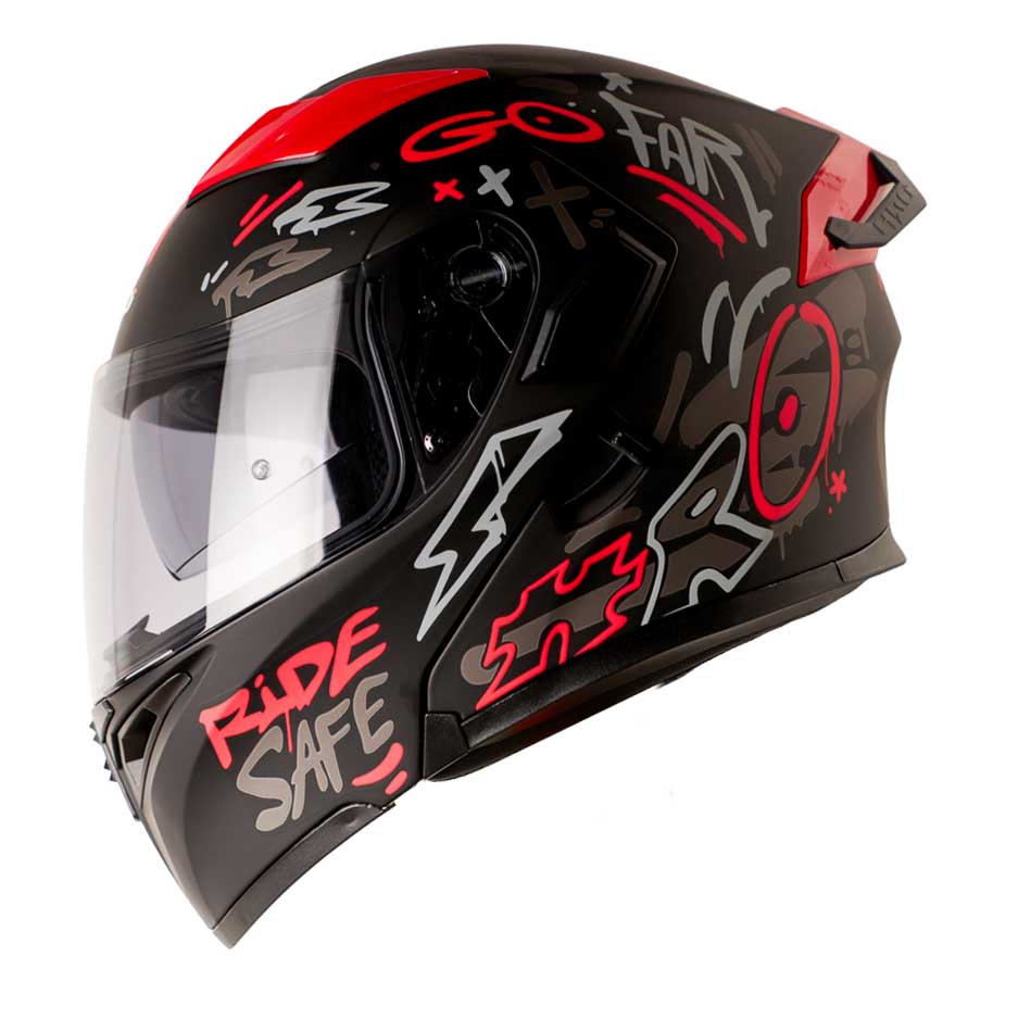Casco Moto Hro 3400dv destroy ng rojo Abatible Sun Visor Certificación Dot1