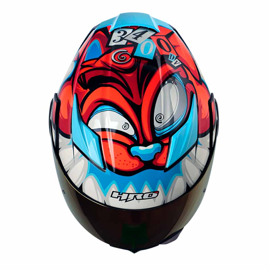 Casco Moto Hro 3400dv bad bunny celeste brillo Abatible Sun Visor Certificación Dot3