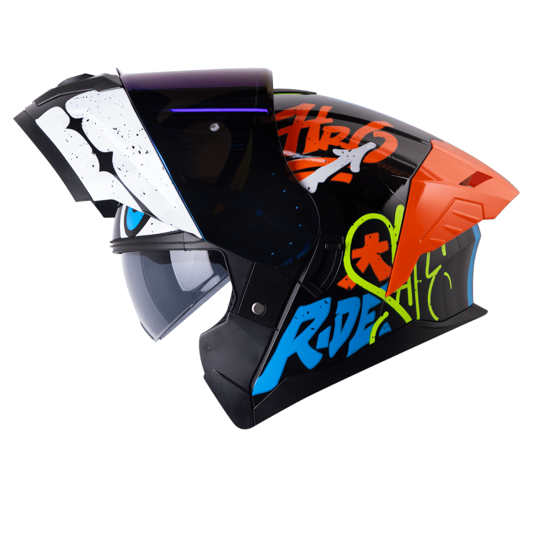 Casco moto hro 3480dv letter face ng nj.n abatible con sun visor dot2