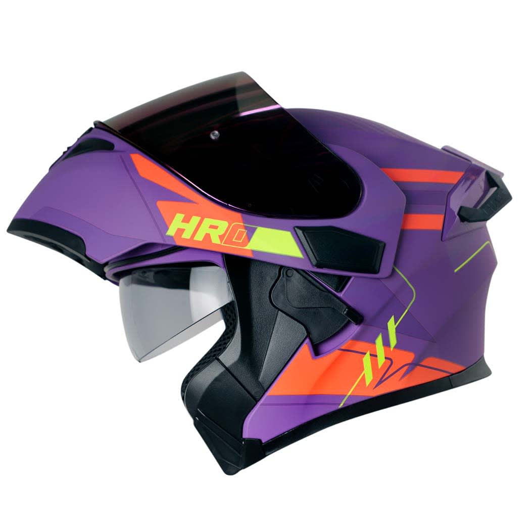 Casco Moto Hro 3400dv swag morado Abatible Sun Visor Certificación Dot2