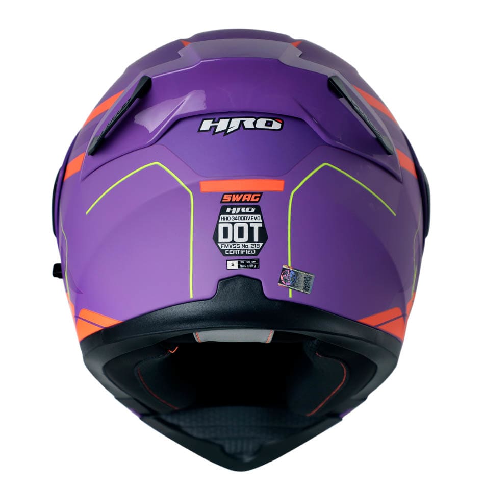 Casco Moto Hro 3400dv swag morado Abatible Sun Visor Certificación Dot4