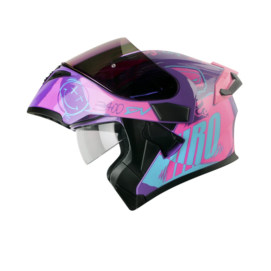 Casco Moto Hro 3400dv razor mr fc Abatible Sun Visor Certificación Dot2