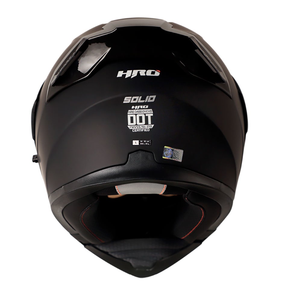 Casco Moto Hro 3400dv solid negro mate az Abatible Sun Visor Certificación Dot3