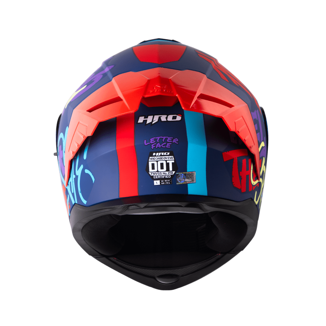 Casco moto hro 3480dv letter face az.os mr abatible con sun visor dot4