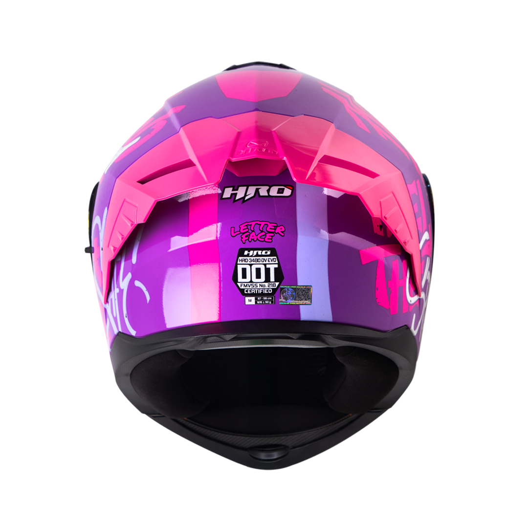 Casco moto hro 3480dv letter face mr fc abatible con sun visor dot4