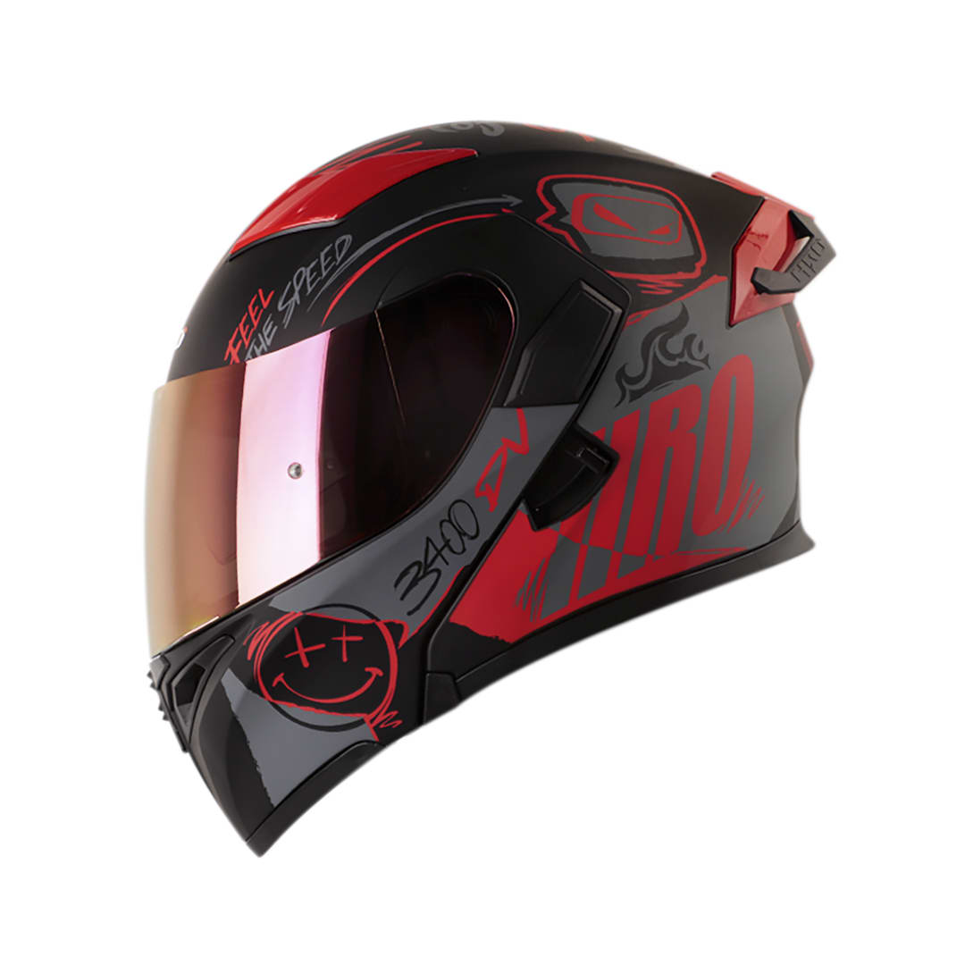 Casco Moto Hro 3400dv razor gr rj Abatible Sun Visor Certificación Dot1