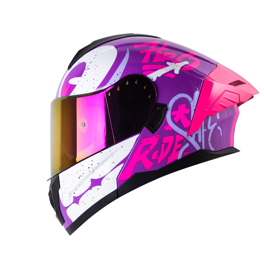 Casco moto hro 3480dv letter face mr fc abatible con sun visor dot1