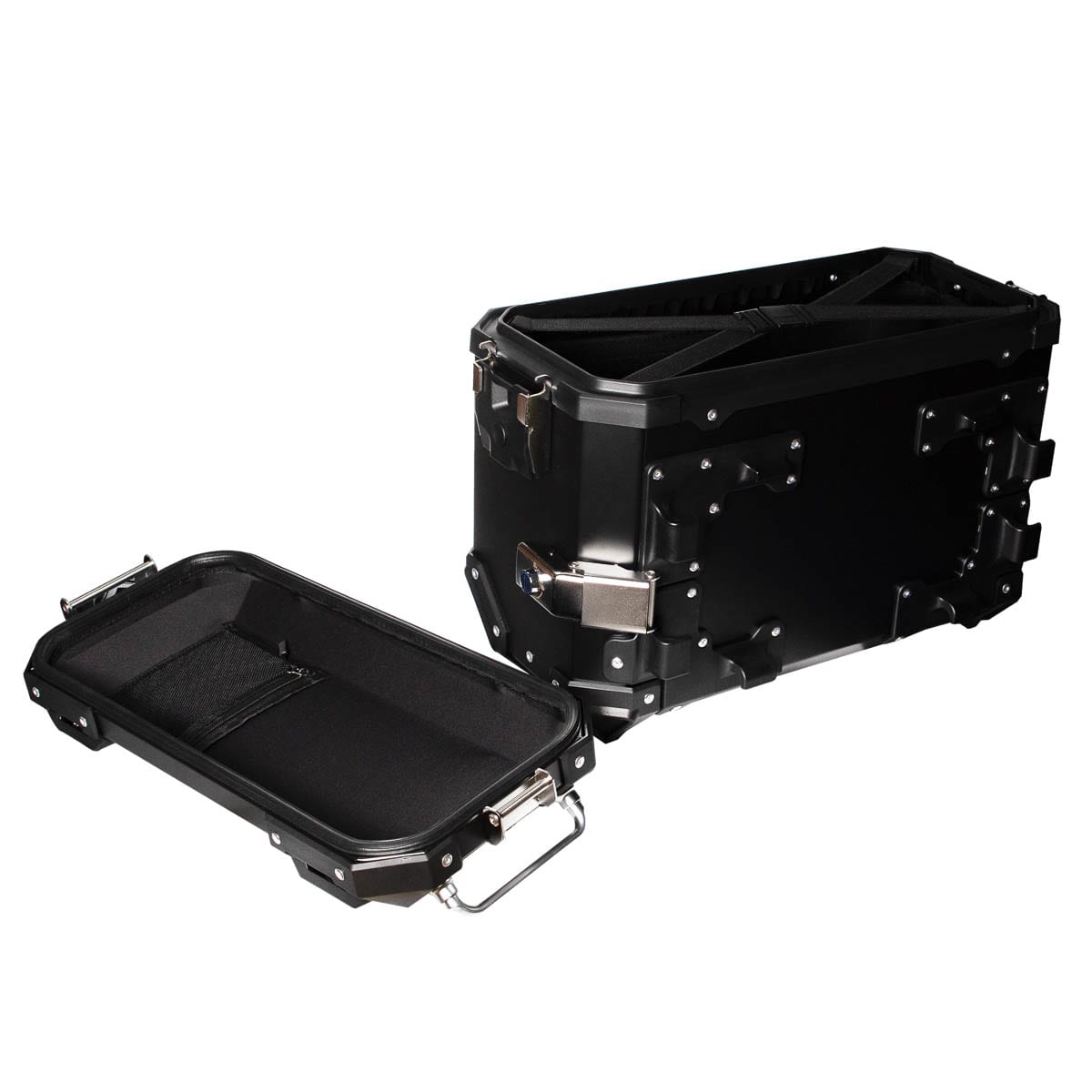 Maletas laterales para moto 4rs v39 v2 aluminio black 72 litros universal desmontables3