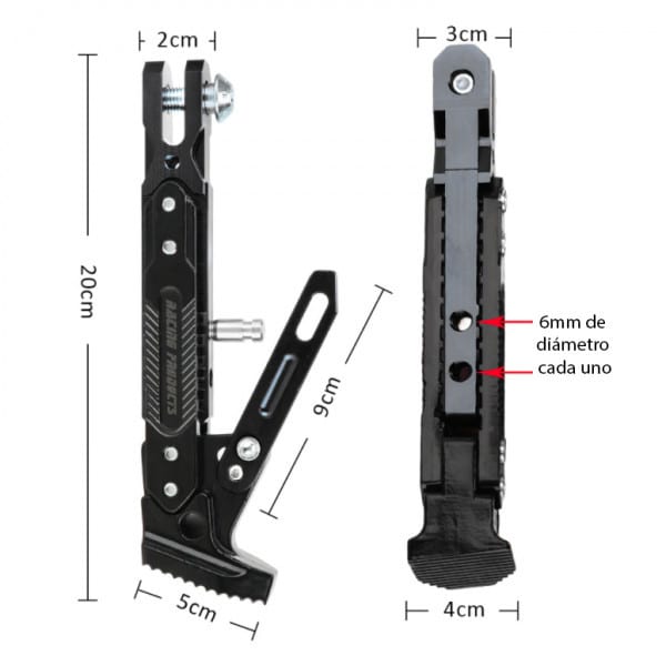 Pata de apoyo para moto aluminio cnc ajustable5