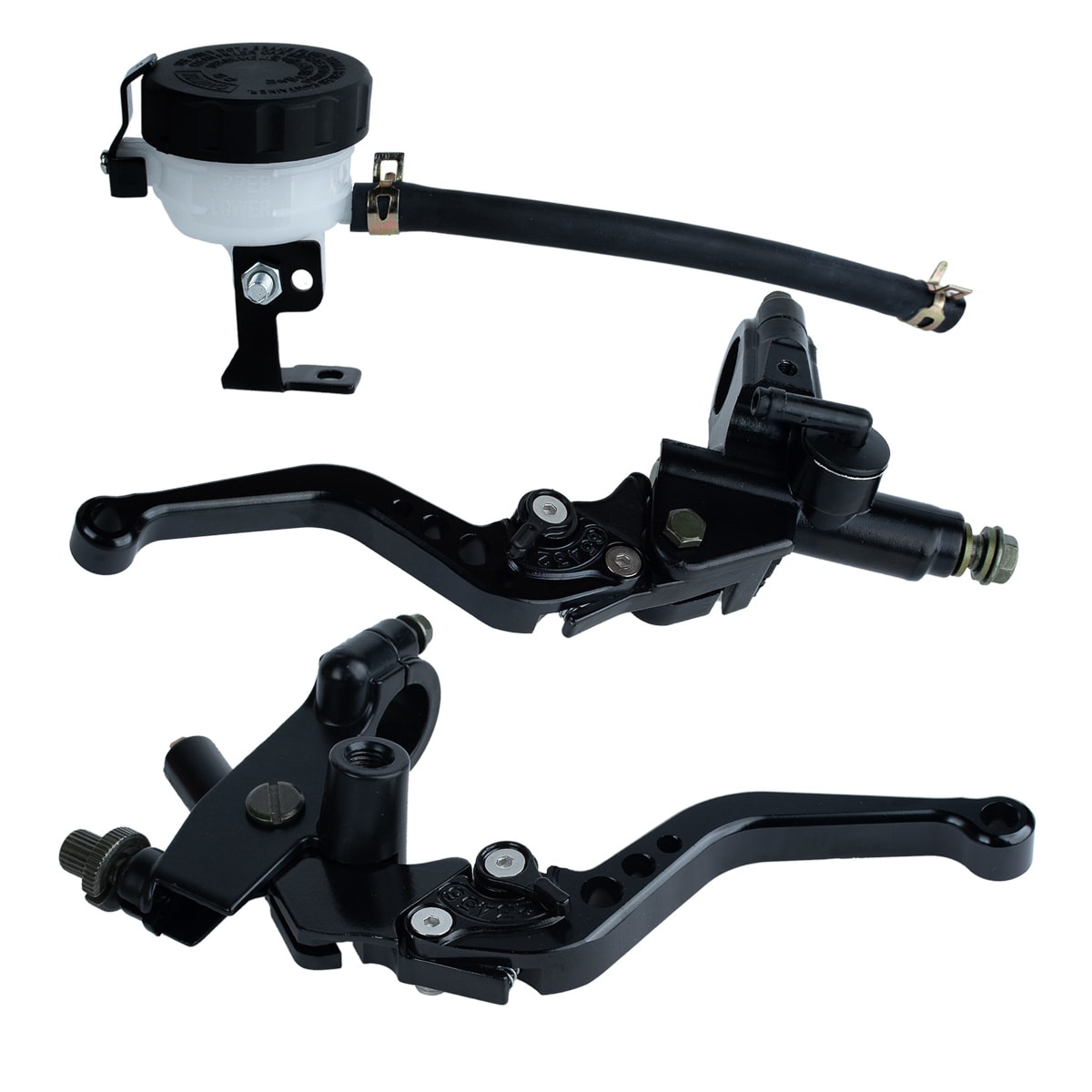 Kit de manillas regulables embrague y freno con deposito liquido de frenos para moto1