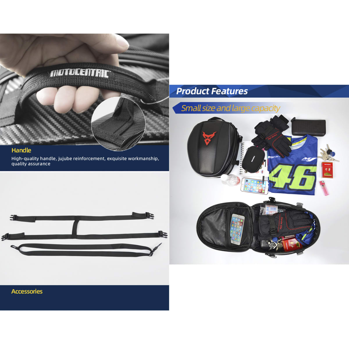 Bolso estanque y cola para moto motocentric expandible de 8 a 11.5 litros 11-MC-00798