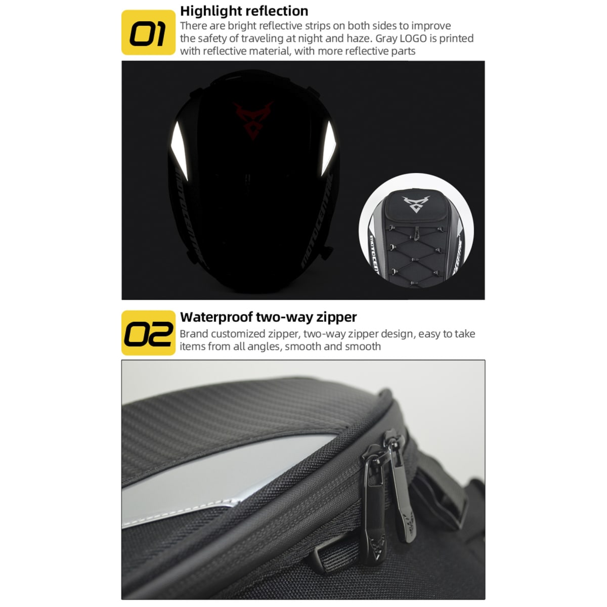 Bolso de cola para moto motocentric expandilbe de 15 a 25 litros 11-mc-01028