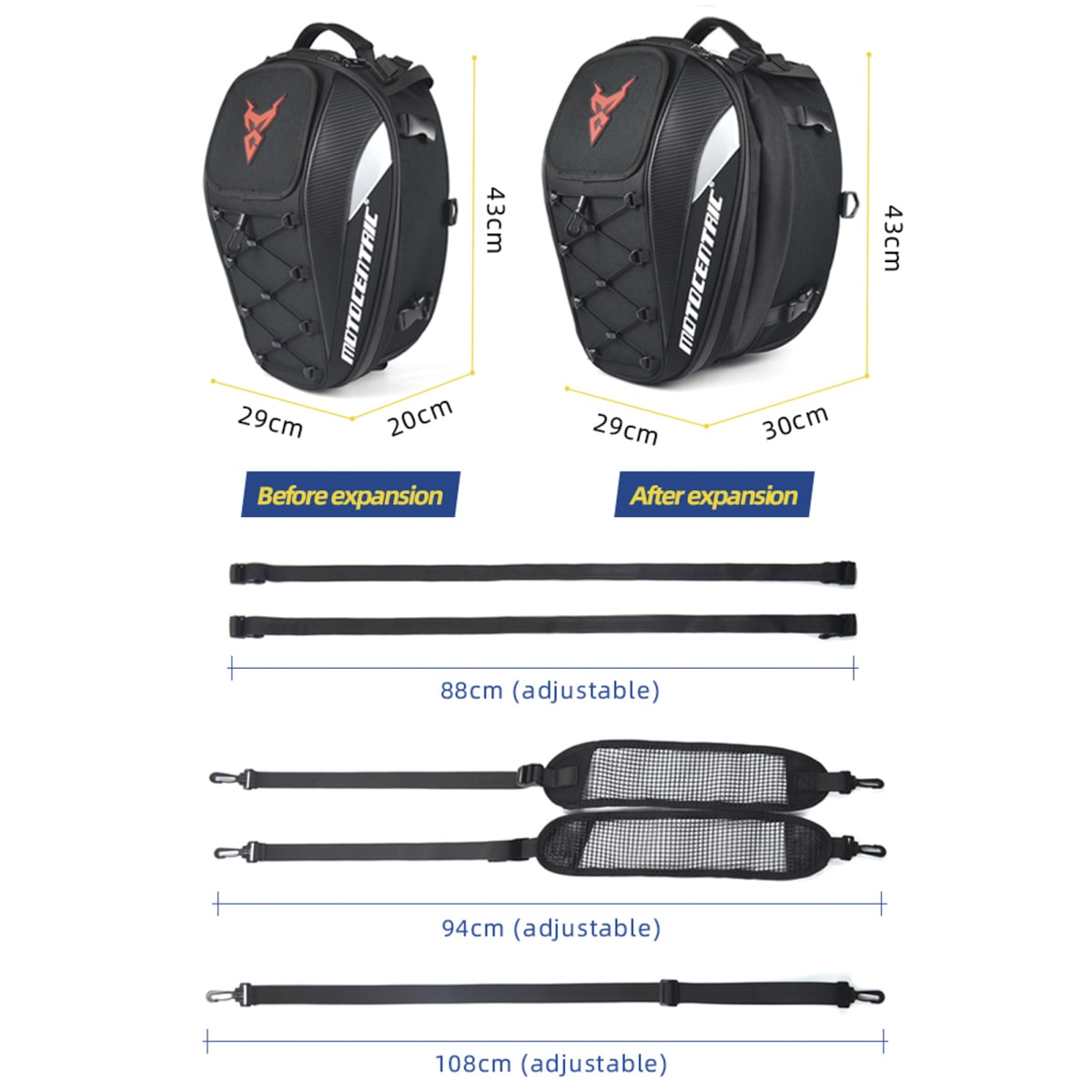 Bolso de cola para moto motocentric expandilbe de 15 a 25 litros 11-mc-010213
