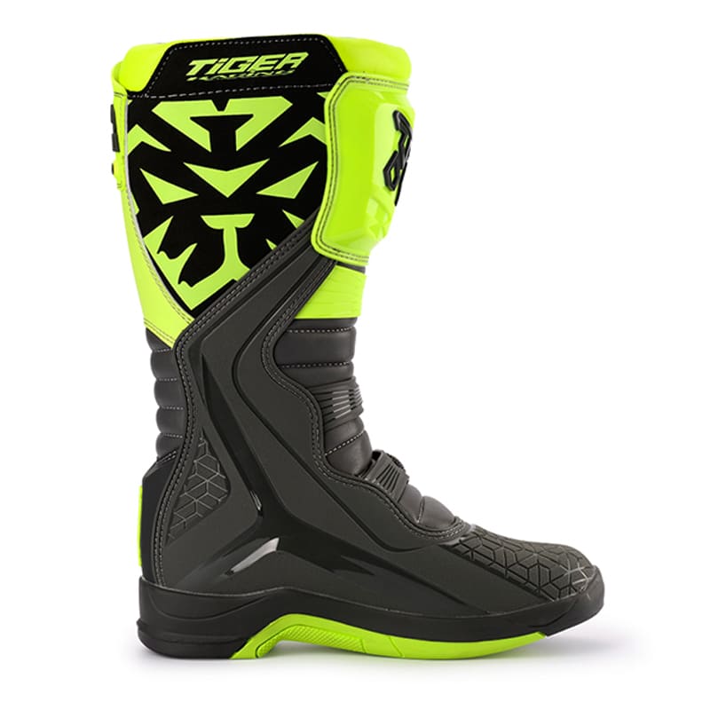 Botas para moto tiger racing t2 negro amarillo fluor motocross enduro5
