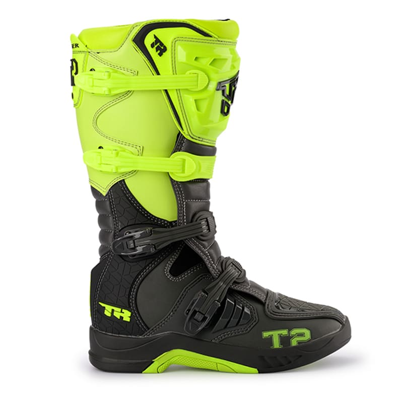 Botas para moto tiger racing t2 negro amarillo fluor motocross enduro4