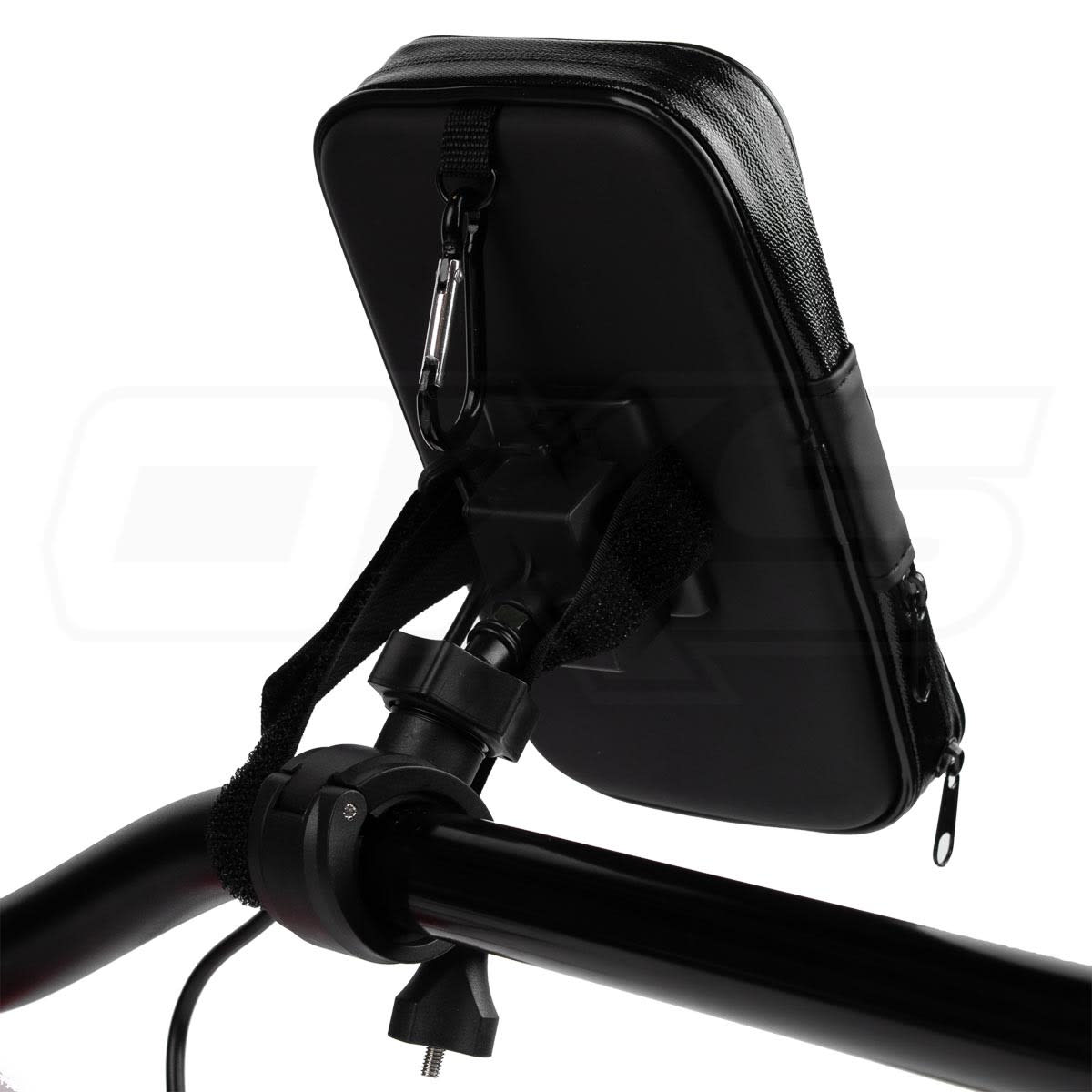 Soporte celular con estuche impermeable para moto 7,4 pulgadas con cargador usb volante y espejo1