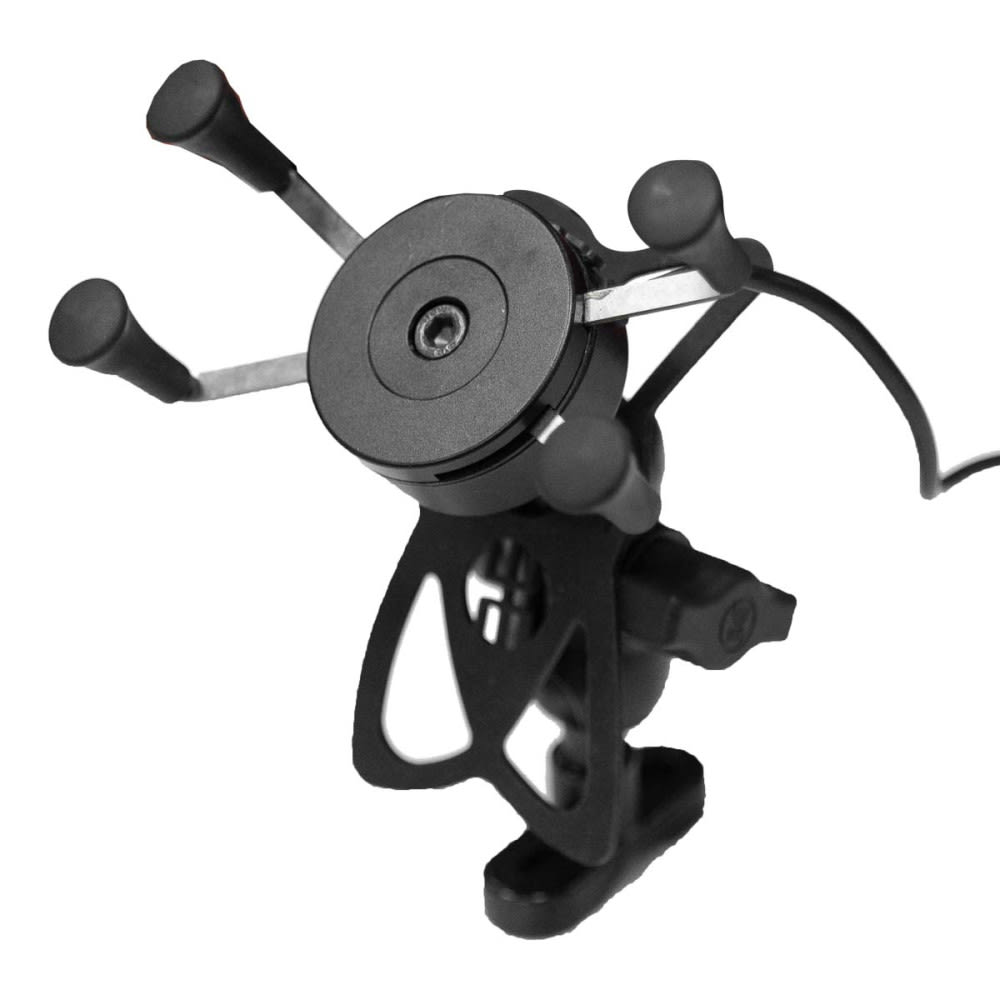 Soporte celular moxi con cargador usb para moto base espejo y volante2