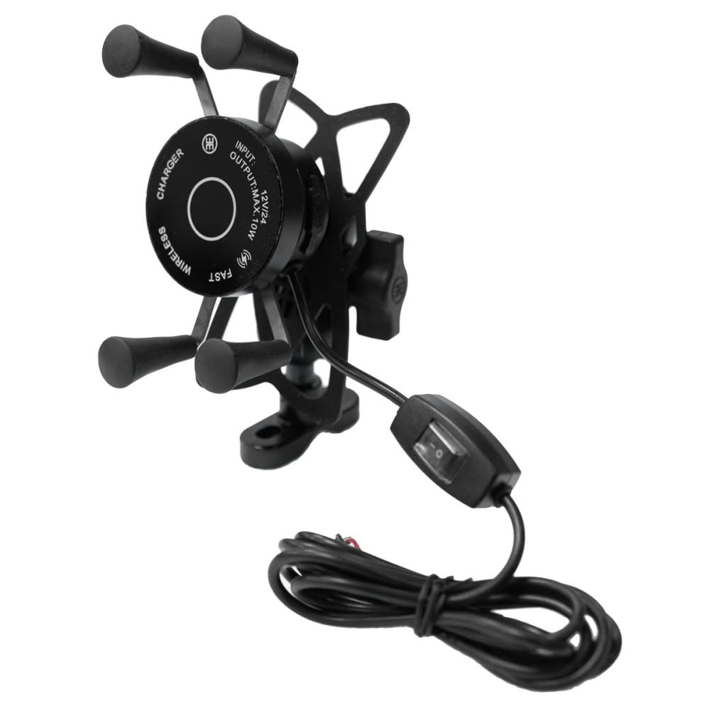 Soporte para celular moto moxi con carga inalambrica y usb base para espejos o tornillos1