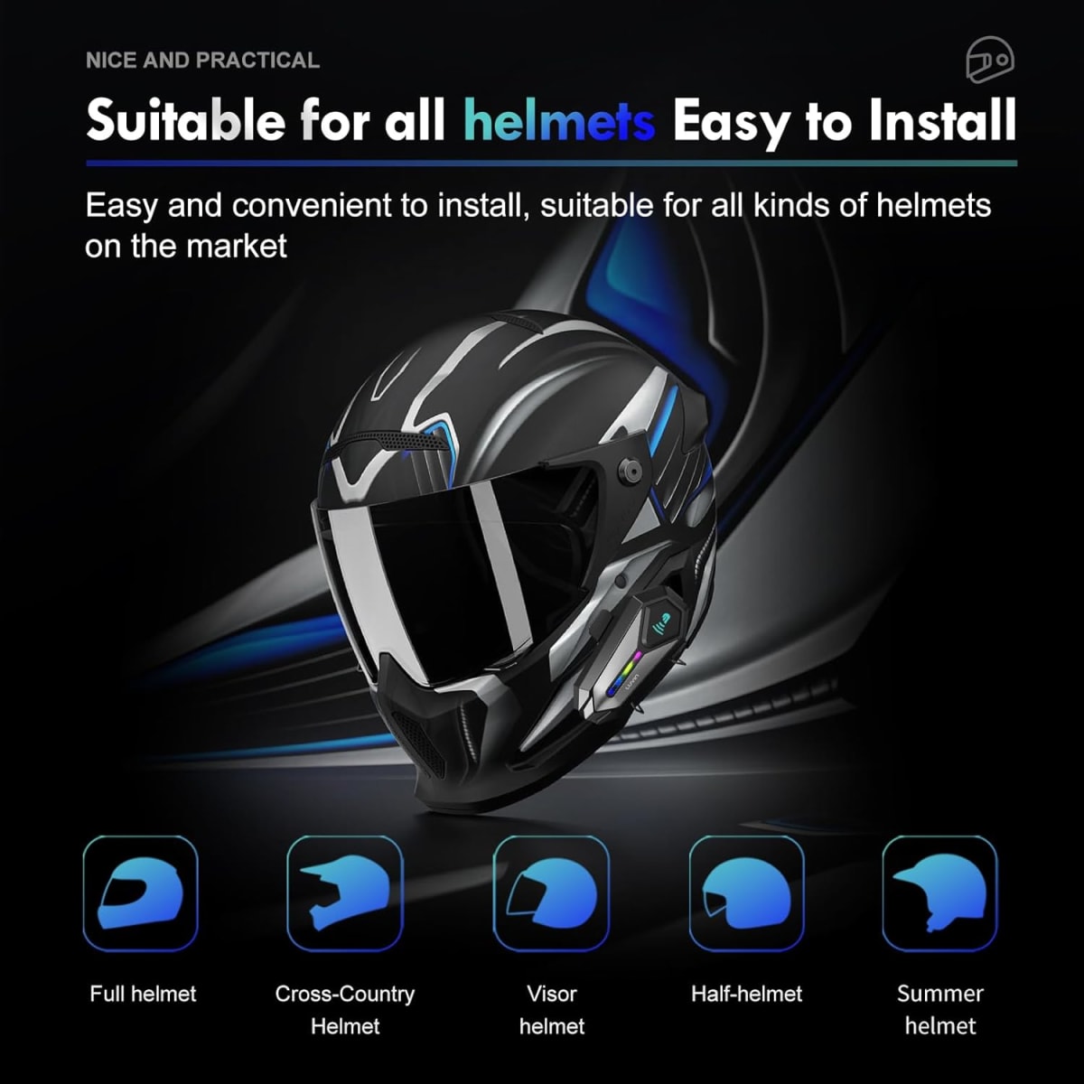 Manos libres para casco moto luvin galaxy8 intercomunicador6