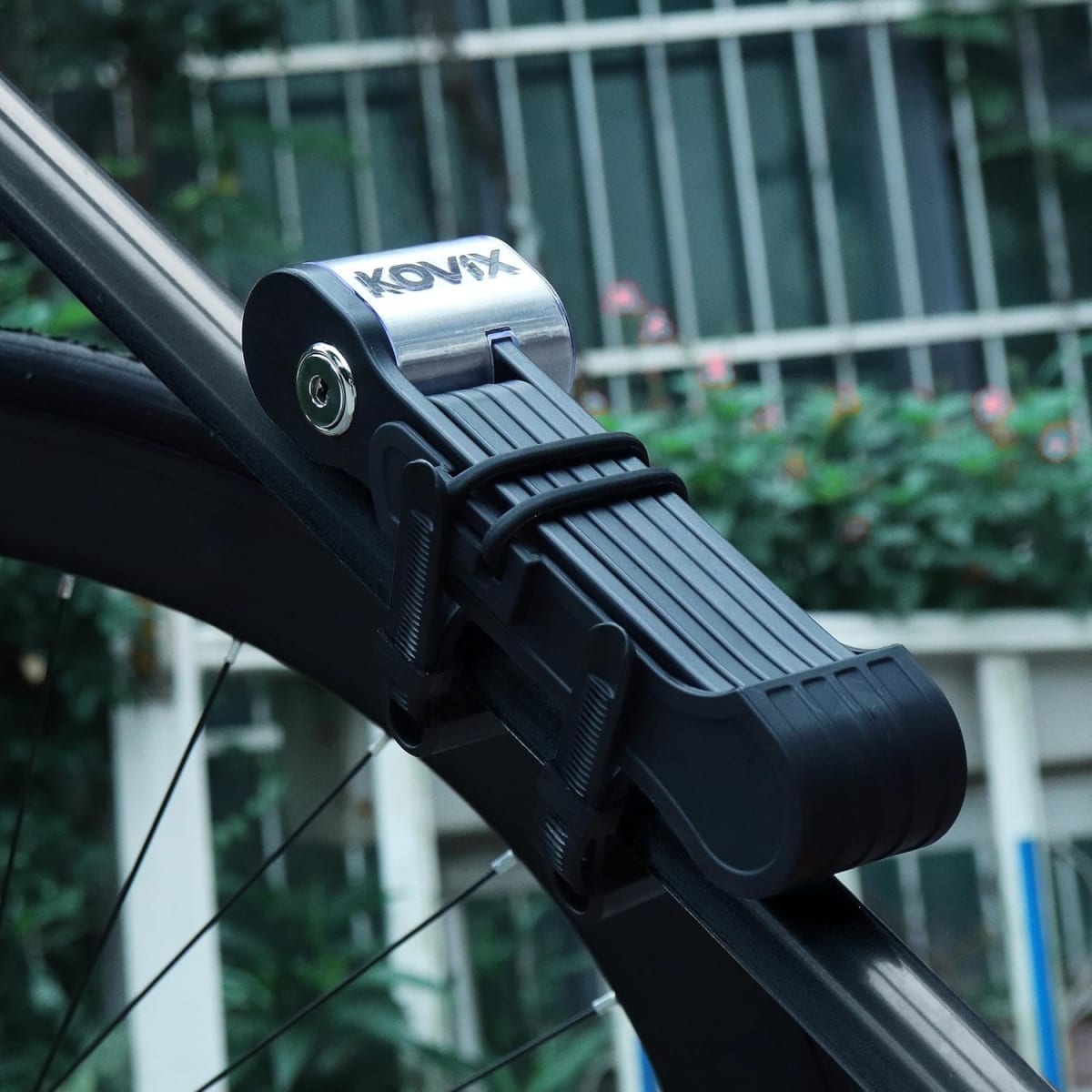 Cadena con alarma 120db plegable kovix KFQ85-bk para bicicleta5