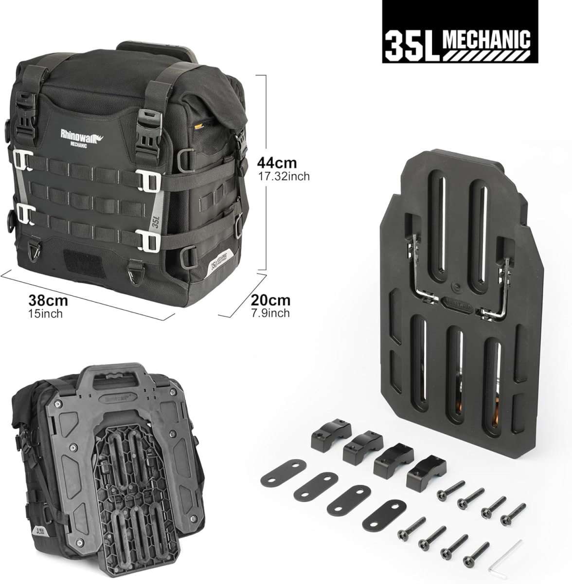 Bolso lateral para moto Rhinowalk MJX2004 expandibles de 35 a 45 litros impermeable7