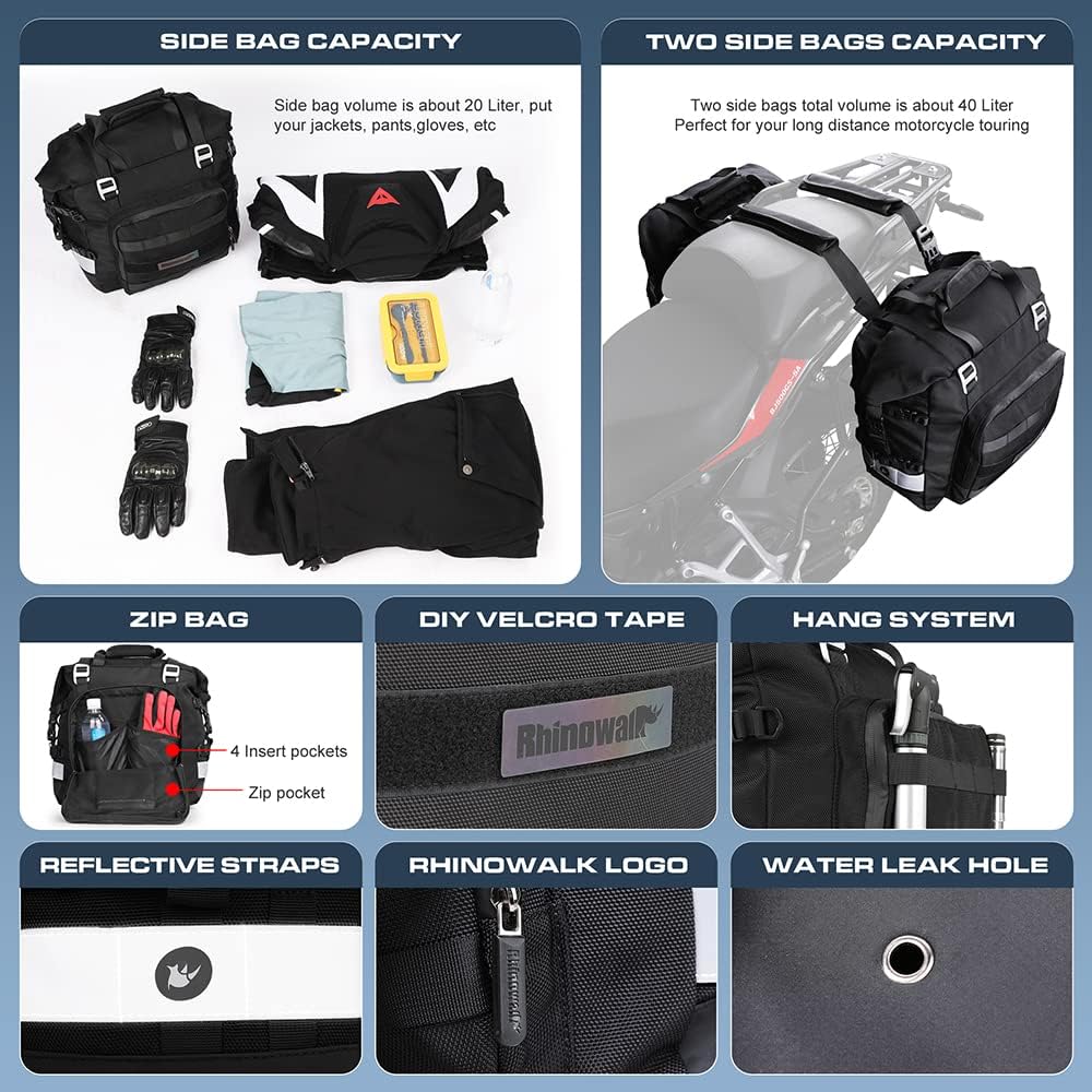 Bolso lateral para moto rhinowalk MT2040 20 litros impermeable9