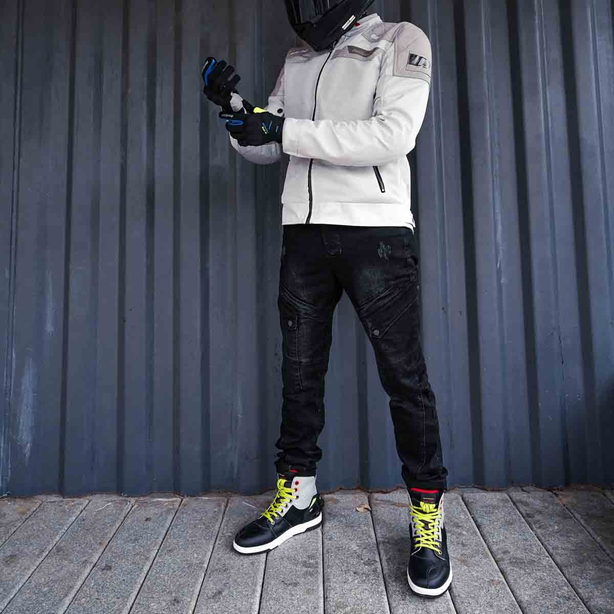 Botas para moto ones again ms07 urban reforzadas tipo zapatilla neg/amarillo2