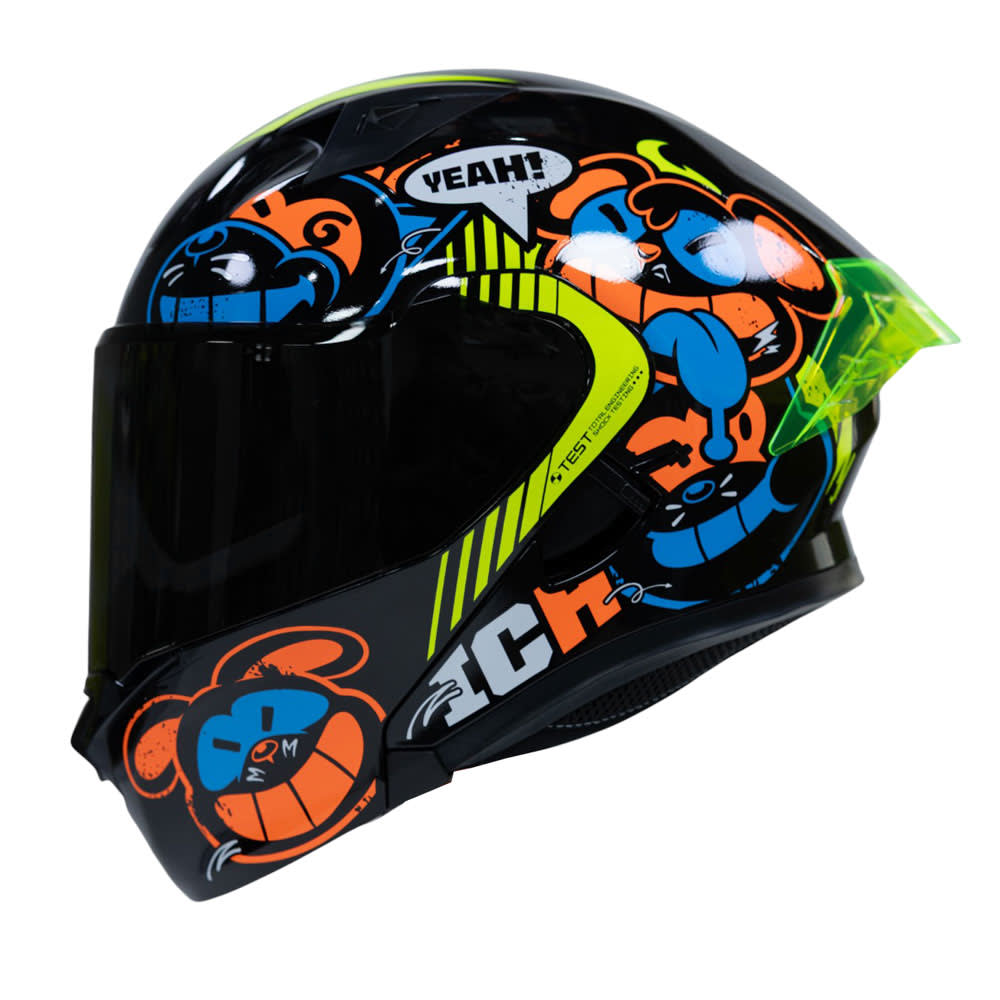 Casco moto ich 3120 turn on nj.n sm abatible con sun visor certificación dot 3cv1