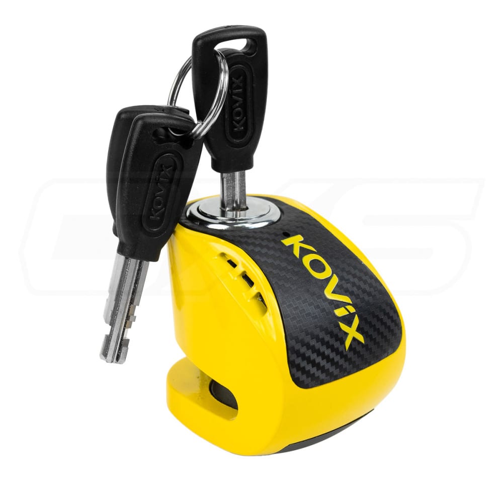Candado Disco Moto Kovix Kns6 amarillo Pin 6mm Con Alarma 120db1