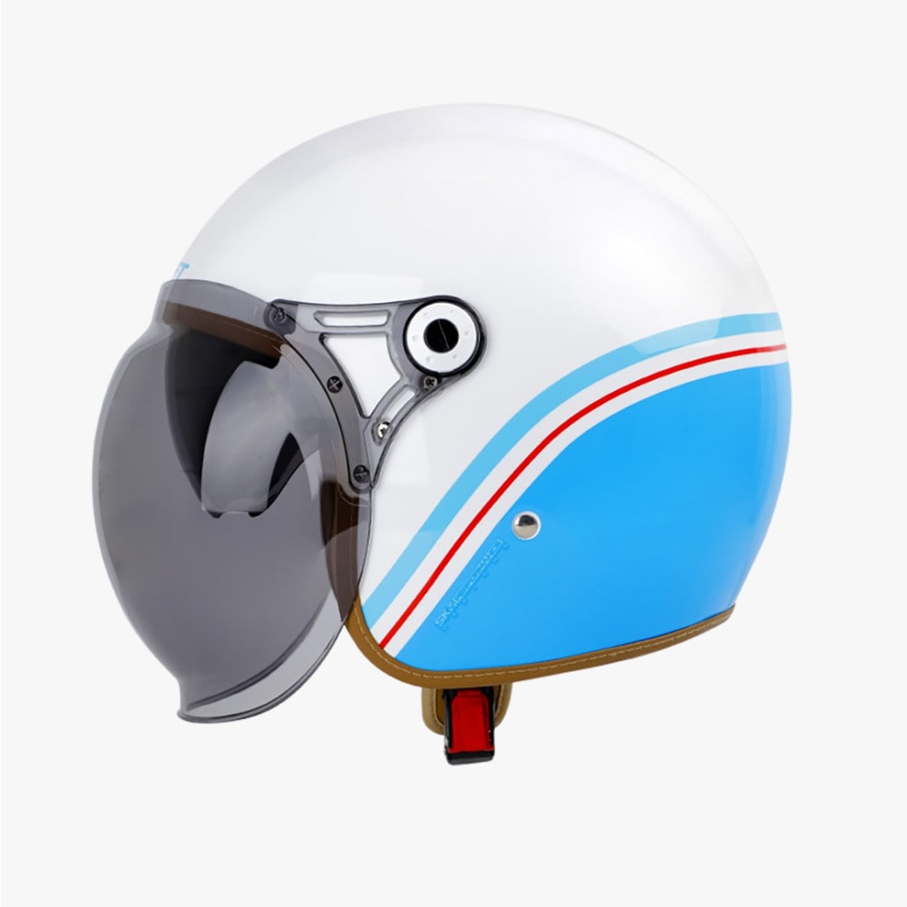 Casco moto shaft 121 scrambler chopper stripe evo bl az.candy sm.cl1