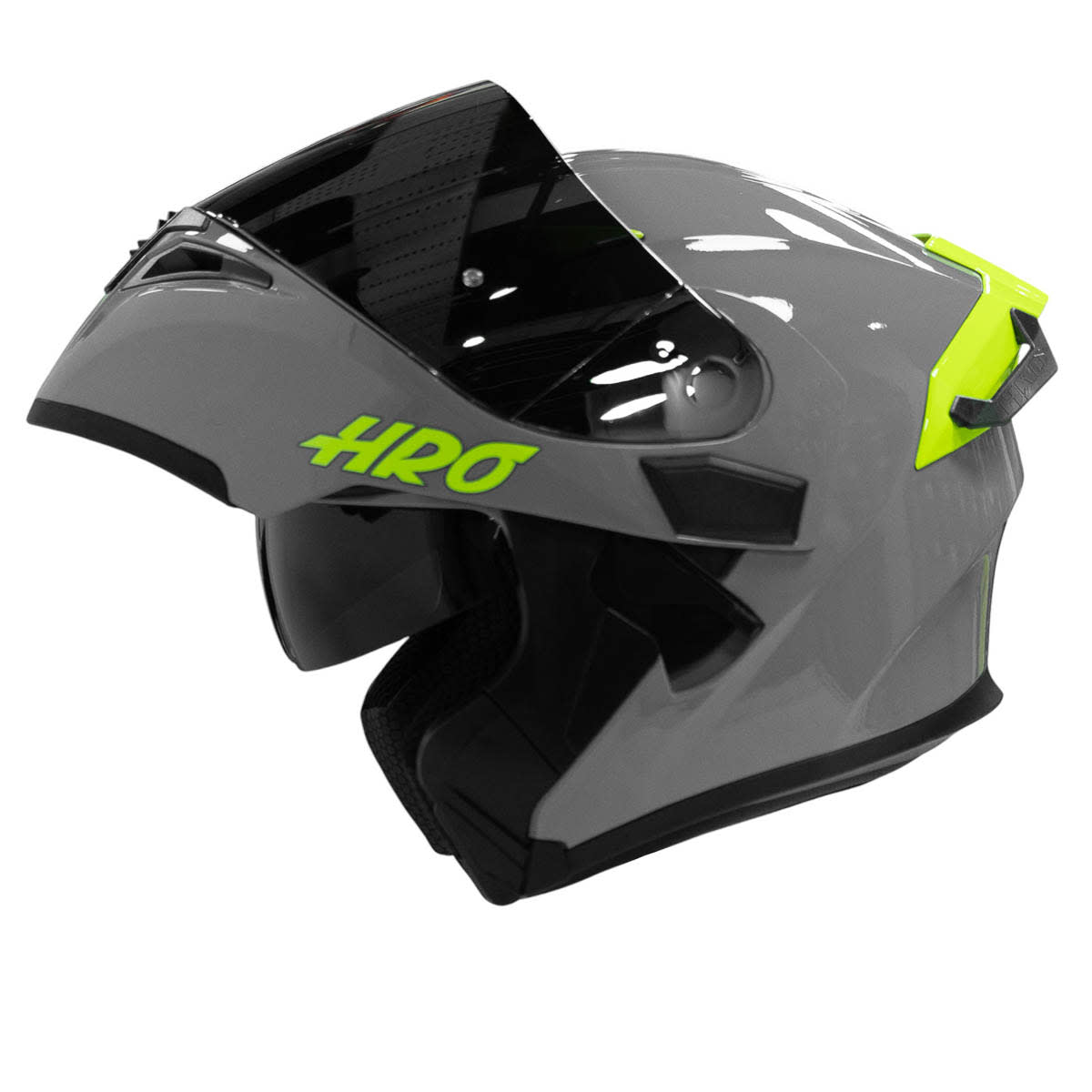 Casco Moto Hro 3400dv solid gris brillo Abatible Sun Visor Certificación Dot2