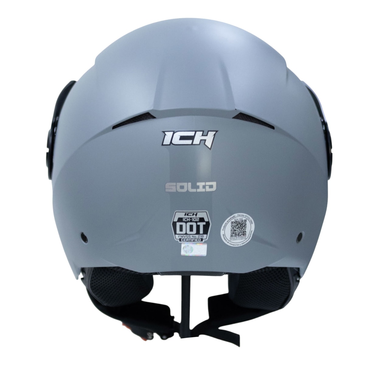Casco moto ich 102 solid gris sm abierto con viscera urbano4