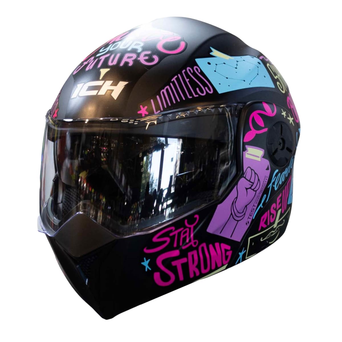 Casco moto ich 3110 junior feel az abatible con sun visor certificación dot3