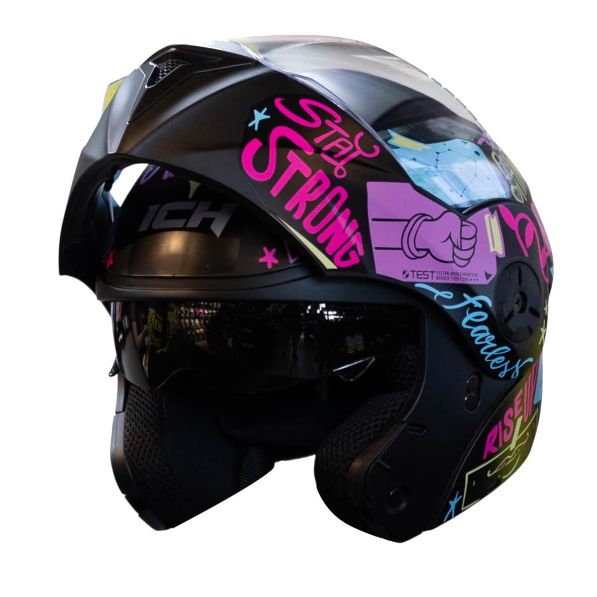 Casco moto ich 3110 junior feel az abatible con sun visor certificación dot4