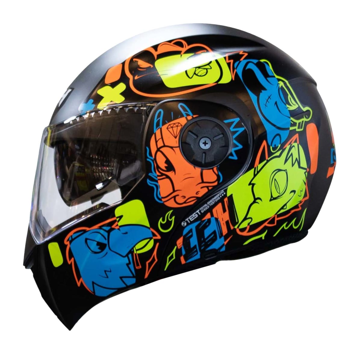 Casco moto ich 3110 junior wild soul am.n abatible con sun visor certificación dot1