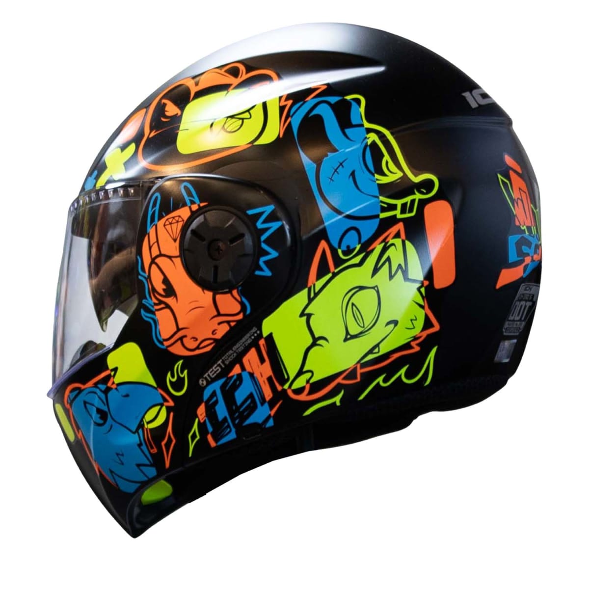 Casco moto ich 3110 junior wild soul am.n abatible con sun visor certificación dot5