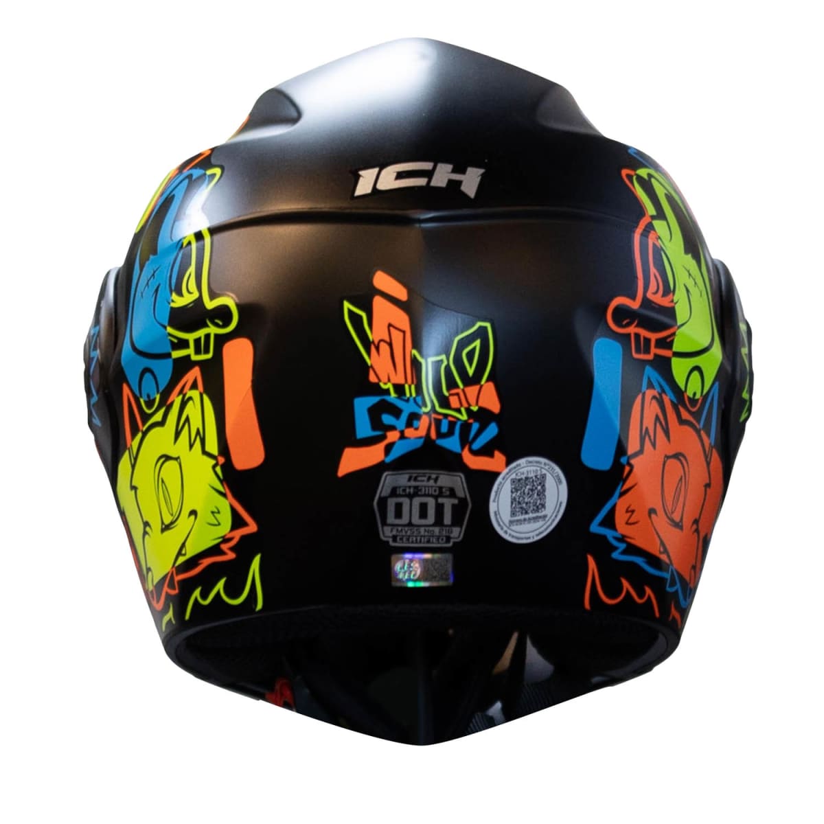 Casco moto ich 3110 junior wild soul am.n abatible con sun visor certificación dot6