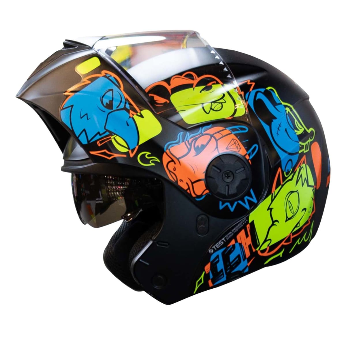 Casco moto ich 3110 junior wild soul am.n abatible con sun visor certificación dot2