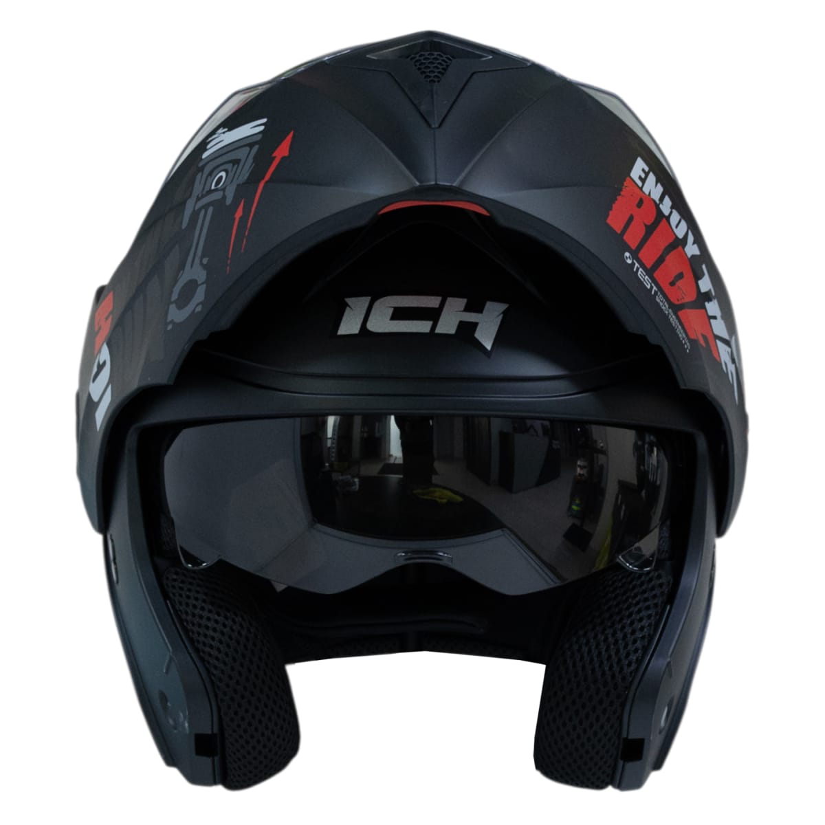 Casco moto ich 3110 speed master rj abatible con sun visor certificación dot 3cv7